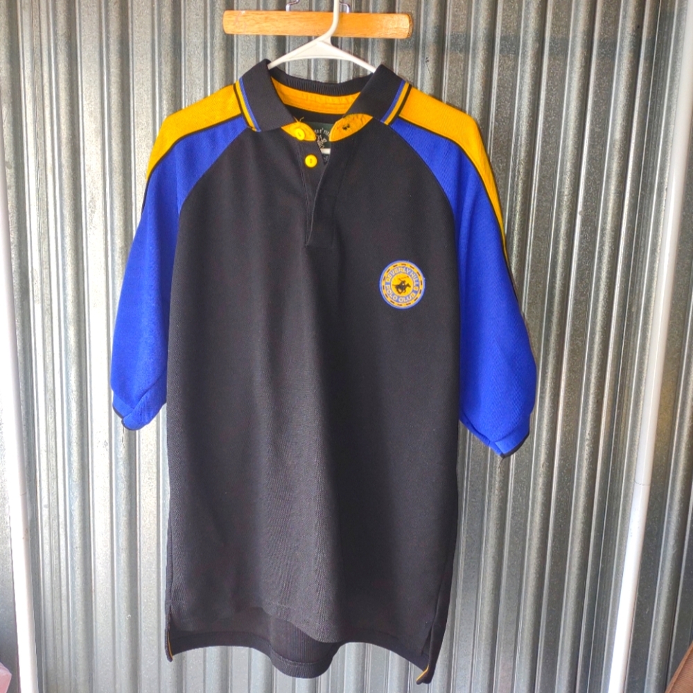 BEVERLY HILLS Polo Club PulloverT Shirt Black Yellow Blue